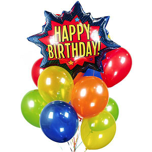 Happy Birthday Star Burst Balloon Bouquet for Rent in Boise Idaho